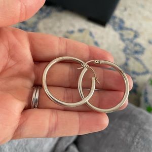 Sterling silver medium hoop earrings